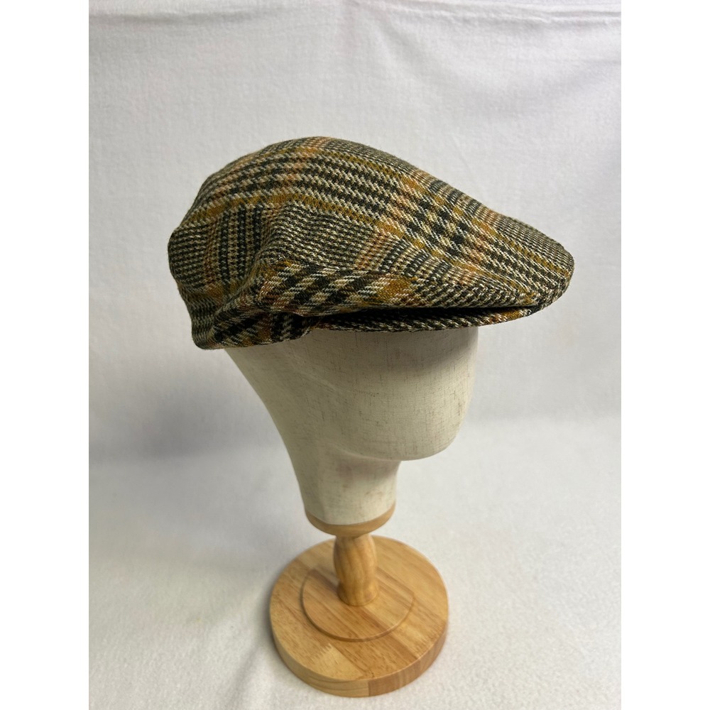 Heritage Academic Herbert Johnson Mens XL Brown Plaid Wool Flat Cap Hat